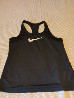 Nike Black Racerback Tank Top with White Swoosh